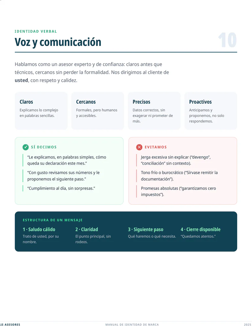 Manual de marca JS Asesores, página 14