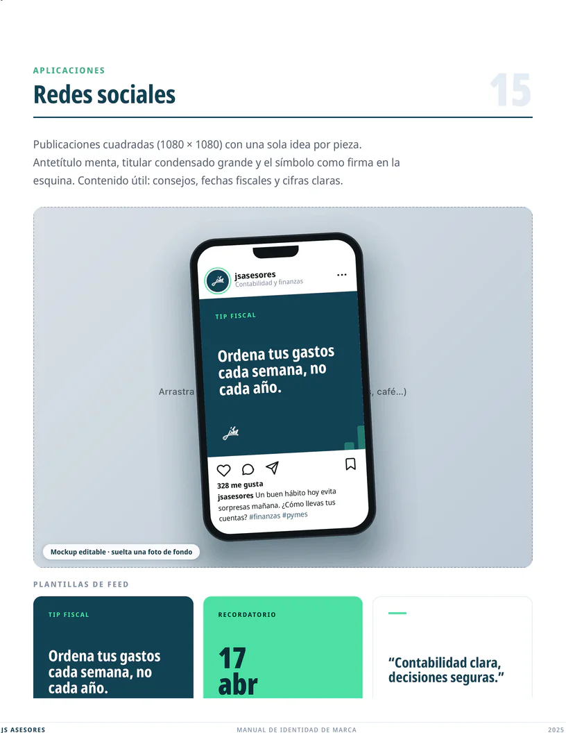 Manual de marca JS Asesores, página 21